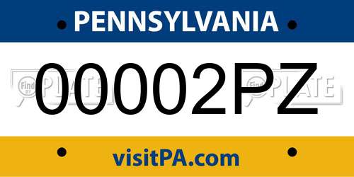00002PZ Pennsylvania License Plate