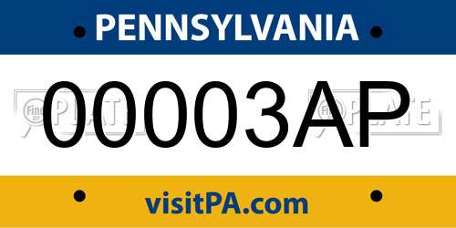 00003AP Pennsylvania License Plate