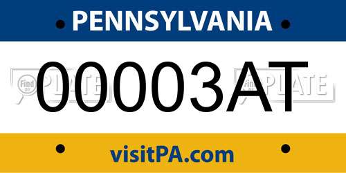 00003AT Pennsylvania License Plate