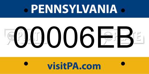 00006EB Pennsylvania License Plate