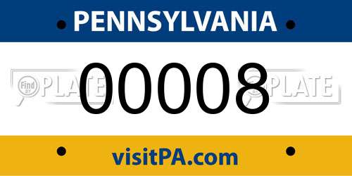 00008 Pennsylvania License Plate