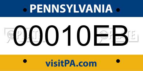 00010EB Pennsylvania License Plate