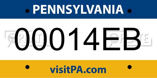 00014EB Pennsylvania License Plate
