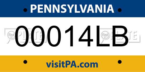 00014LB Pennsylvania License Plate