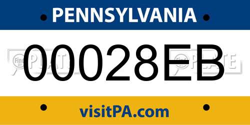 00028EB Pennsylvania License Plate