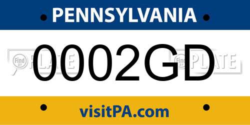 0002GD Pennsylvania License Plate