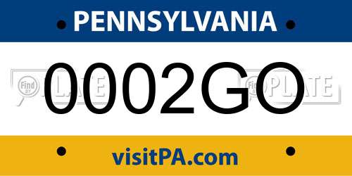 0002GO Pennsylvania License Plate