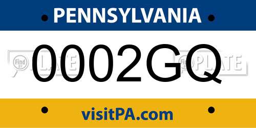 0002GQ Pennsylvania License Plate