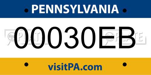 00030EB Pennsylvania License Plate