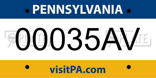 00035AV Pennsylvania License Plate