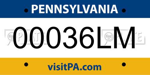 00036LM Pennsylvania License Plate