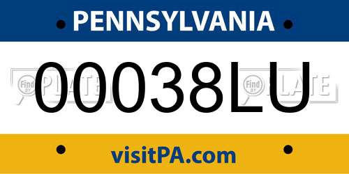 00038LU Pennsylvania License Plate