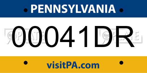 00041DR Pennsylvania License Plate