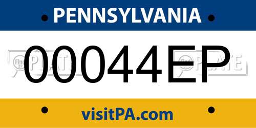 00044EP Pennsylvania License Plate