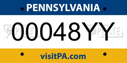 00048YY Pennsylvania License Plate
