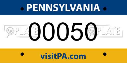 00050 Pennsylvania License Plate