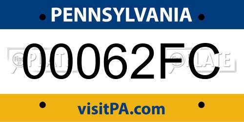 00062FC Pennsylvania License Plate