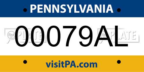 00079AL Pennsylvania License Plate