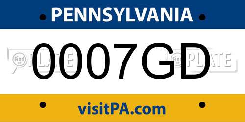 0007GD Pennsylvania License Plate