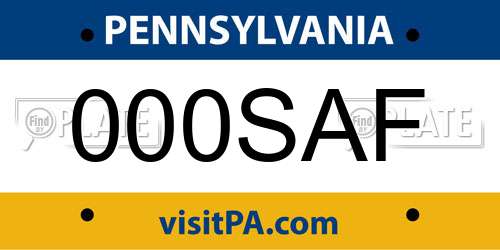 000SAF Pennsylvania License Plate