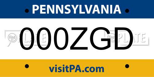 000ZGD Pennsylvania License Plate