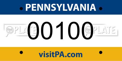 00100 Pennsylvania License Plate
