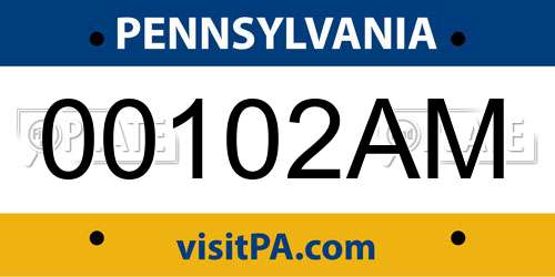 00102AM Pennsylvania License Plate