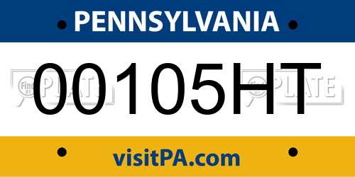 00105HT Pennsylvania License Plate