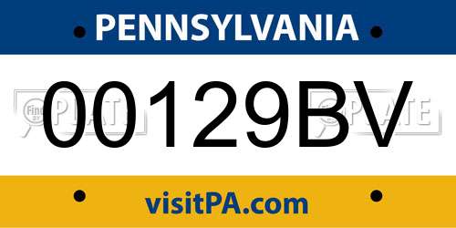 00129BV Pennsylvania License Plate
