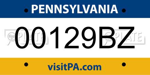 00129BZ Pennsylvania License Plate