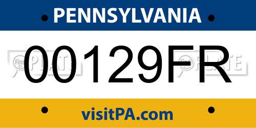 00129FR Pennsylvania License Plate