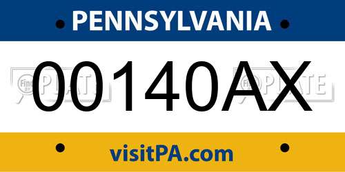 00140AX Pennsylvania License Plate