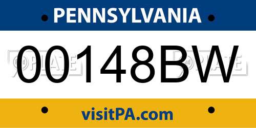 00148BW Pennsylvania License Plate