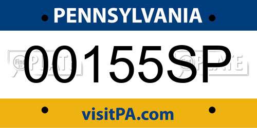00155SP Pennsylvania License Plate