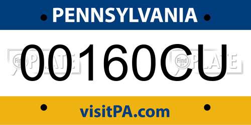 00160CU Pennsylvania License Plate