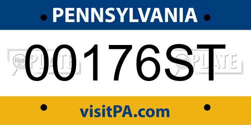 00176ST Pennsylvania License Plate