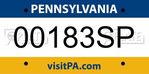 00183SP Pennsylvania License Plate