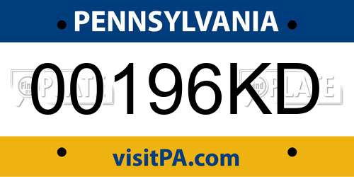 00196KD Pennsylvania License Plate