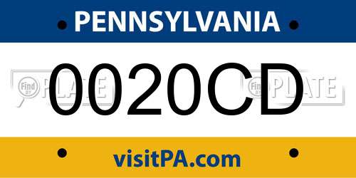0020CD Pennsylvania License Plate