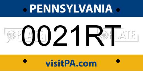 0021RT Pennsylvania License Plate
