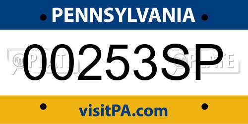 00253SP Pennsylvania License Plate
