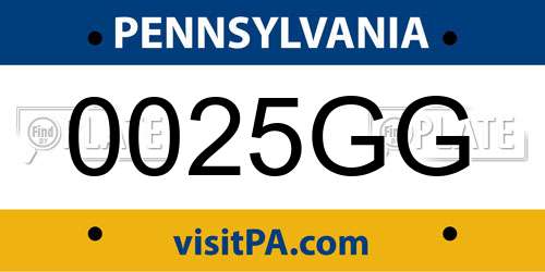 0025GG Pennsylvania License Plate