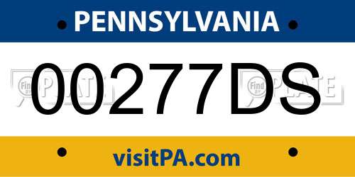 00277DS Pennsylvania License Plate