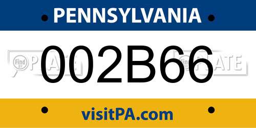 002B66 Pennsylvania License Plate