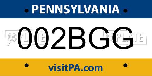 002BGG Pennsylvania License Plate