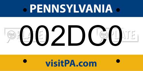 002DC0 Pennsylvania License Plate