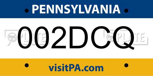 002DCQ Pennsylvania License Plate