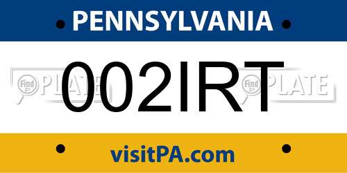002IRT Pennsylvania License Plate