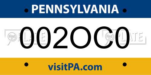 002OC0 Pennsylvania License Plate