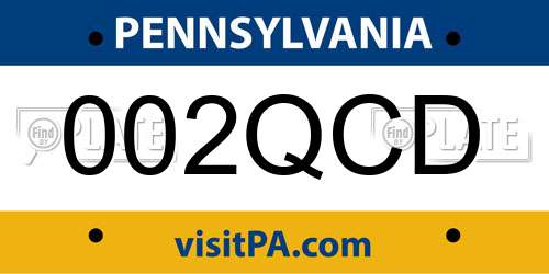 002QCD Pennsylvania License Plate